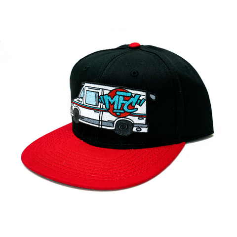 Sender Hat All Black With Red Bill